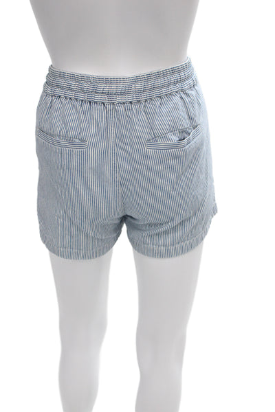 Point Sur Women Pull-On Striped Cotton Drawstring Blue Shorts Size XS