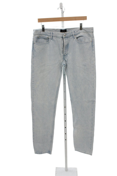 A.P.C. Mens Tapered Blue Cotton Jeans Button Fly Size 34