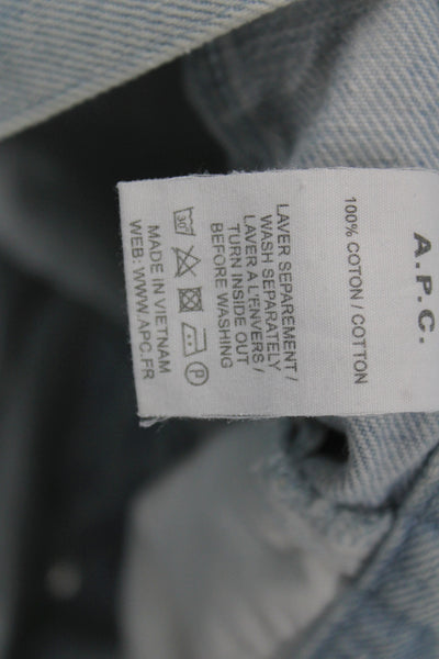 A.P.C. Mens Tapered Blue Cotton Jeans Button Fly Size 34