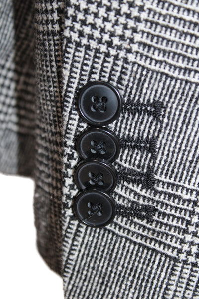 David Naman Mens Tuxedo Wool Plaid Gray Italian Suit Jacket Size 52