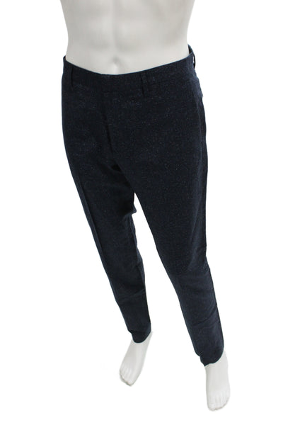 Theory Mens Dress Pants Blue Silk Blend Zip Classic Size 33