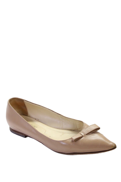 Sarah Flint Womens Leather Pointed Toe Slide On Ballet Flats Beige Size 39 9