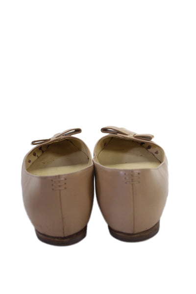 Sarah Flint Womens Leather Pointed Toe Slide On Ballet Flats Beige Size 39 9