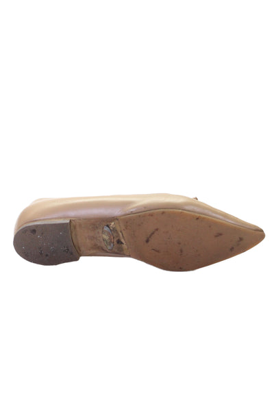 Sarah Flint Womens Leather Pointed Toe Slide On Ballet Flats Beige Size 39 9