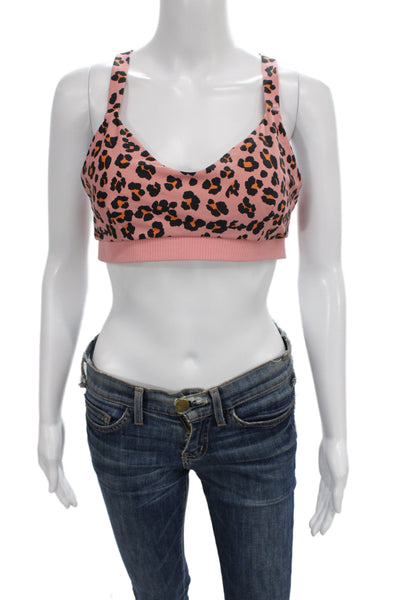 The Upside Womens Animal Print Sports Bra Pink Black Size 10