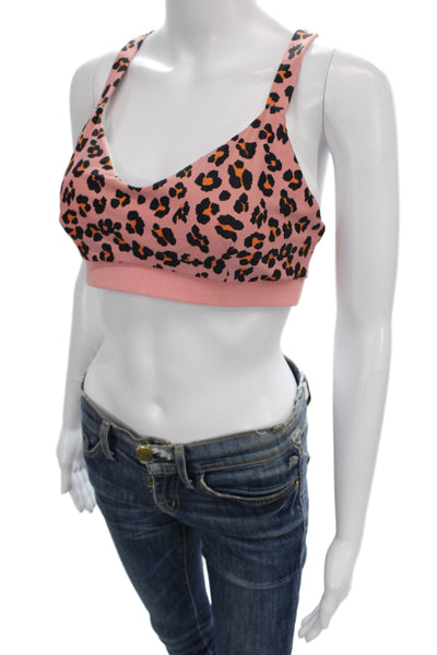 The Upside Womens Animal Print Sports Bra Pink Black Size 10