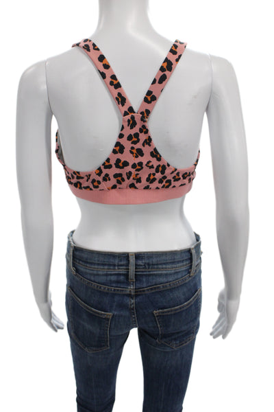 The Upside Womens Animal Print Sports Bra Pink Black Size 10