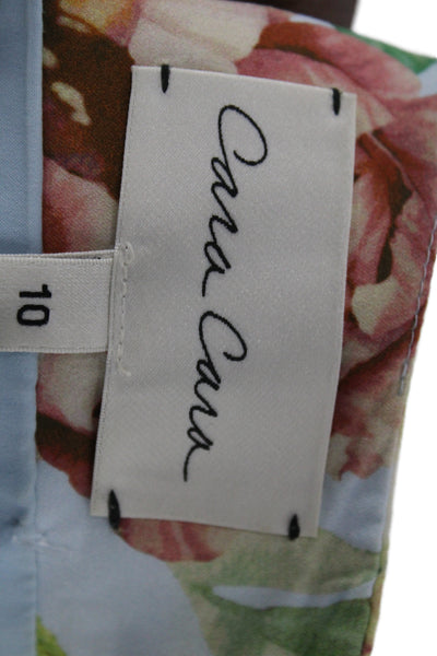 Cara Cara Women Mini Floral Cotton Dress Square Neck Sleeveless Zip Size 10