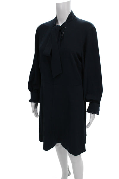 Tibi Womens A-Line Dress Blue Long Sleeve High Neck Knee Length Size 12