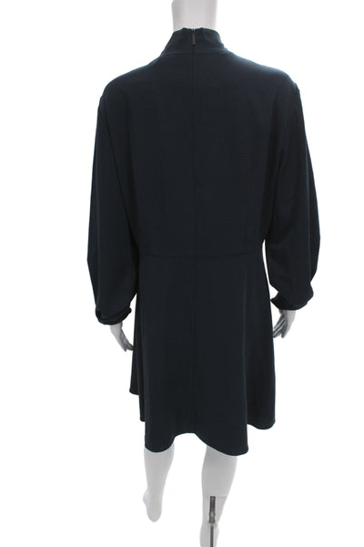 Tibi Womens A-Line Dress Blue Long Sleeve High Neck Knee Length Size 12