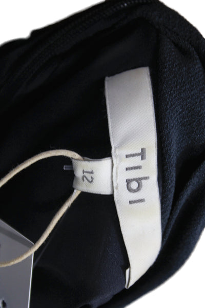 Tibi Womens A-Line Dress Blue Long Sleeve High Neck Knee Length Size 12