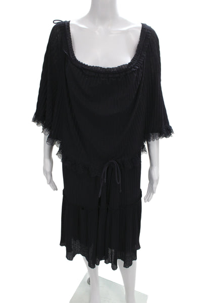 See by Chloe Women Blue Off Shoulder Blouson Dress Knee Length Size S