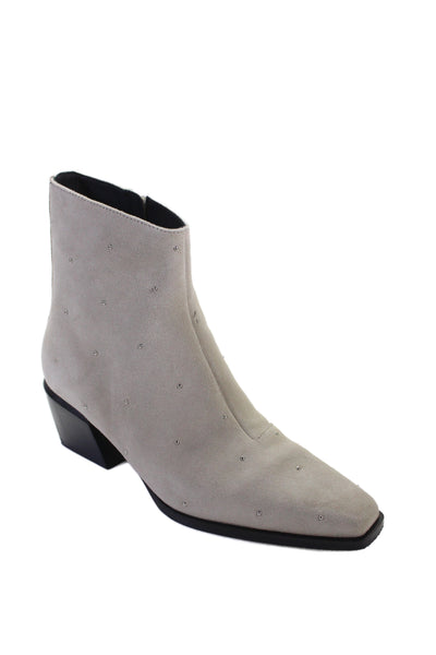 Rag & Bone Womens Suede Studded Square Toe Boots Gray Size 39 9
