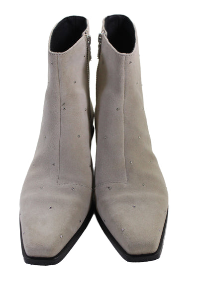 Rag & Bone Womens Suede Studded Square Toe Boots Gray Size 39 9