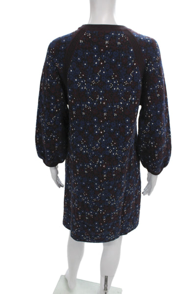 Chloe Women Multicolor Floral Sweater Dress Long Sleeve Cotton Blend Size S