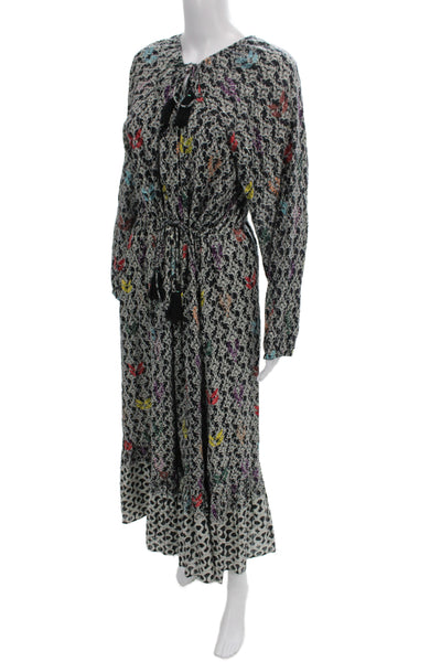 Roller Rabbit Womens Floral Maxi Dress Long Sleeve Midi Multicolor Size M