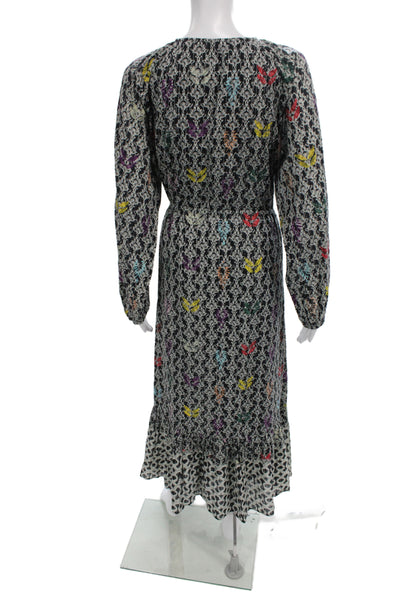 Roller Rabbit Womens Floral Maxi Dress Long Sleeve Midi Multicolor Size M