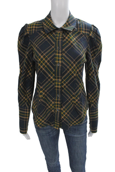 Veronica Beard Women Plaid Collared Button-Up Long Sleeve Multi Size 4