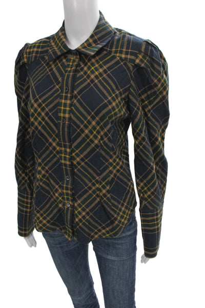 Veronica Beard Women Plaid Collared Button-Up Long Sleeve Multi Size 4