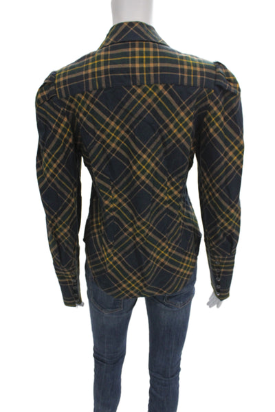 Veronica Beard Women Plaid Collared Button-Up Long Sleeve Multi Size 4