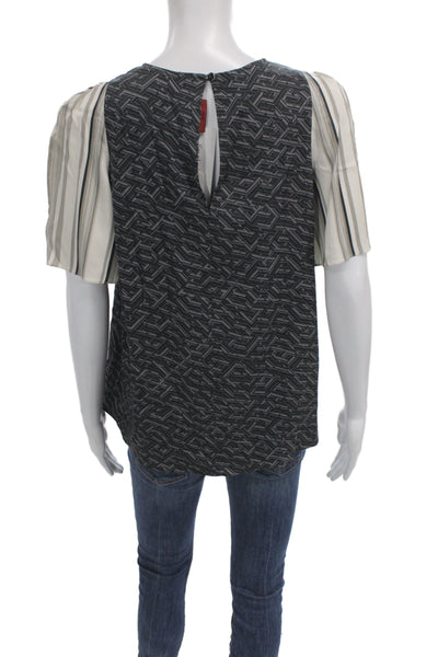PETER PILOTTO Womens Floral Silk Round Neck Short Sleeve Blouse Size 10