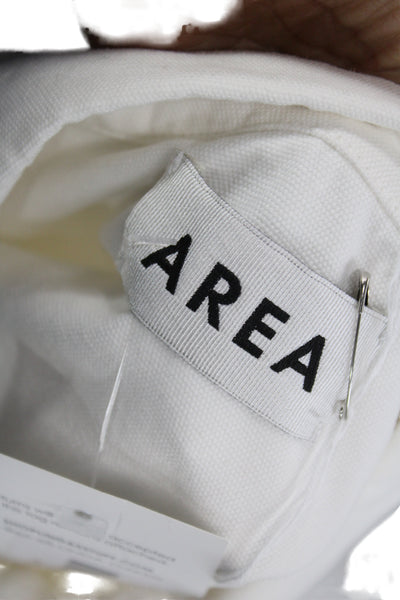 Area Womens Tunic Button-Up Collared Cotton Long Sleeve White Size S