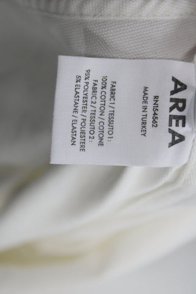 Area Womens Tunic Button-Up Collared Cotton Long Sleeve White Size S