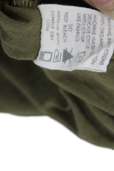 Bassike Women Green V-Neck Slip Dress Cotton Knee Length Size XS