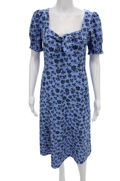 Draper James Womens A-Line Floral Sweetheart Dress Blue Size 2