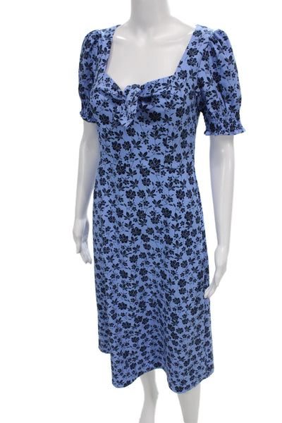 Draper James Womens A-Line Floral Sweetheart Dress Blue Size 2