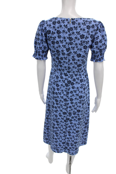 Draper James Womens A-Line Floral Sweetheart Dress Blue Size 2