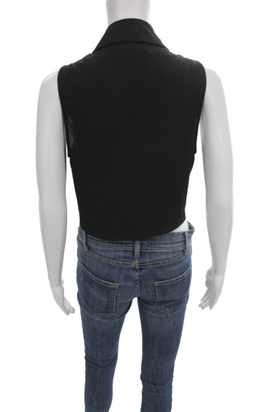 Show Me Your Mumu Women Cropped Black Collared Sleeveless Boho Blouse Size S