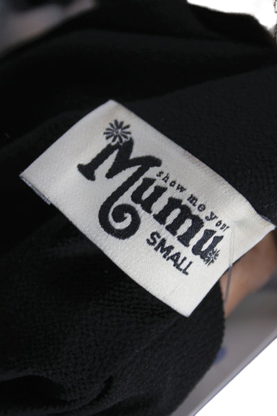 Show Me Your Mumu Women Cropped Black Collared Sleeveless Boho Blouse Size S
