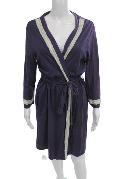 Hanky Panky 100 Percent Cotton Lace Robe Purple Size PS