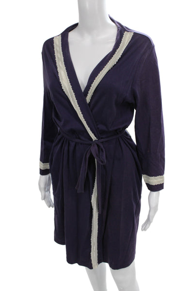 Hanky Panky 100 Percent Cotton Lace Robe Purple Size PS