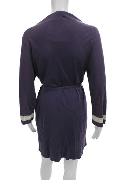 Hanky Panky 100 Percent Cotton Lace Robe Purple Size PS
