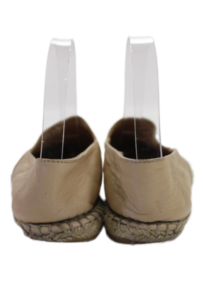 Chanel Womens Leather Toe Cap Espadrille Sandals Beige Size 40 10