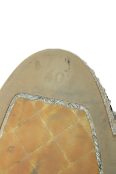 Chanel Womens Leather Toe Cap Espadrille Sandals Beige Size 40 10