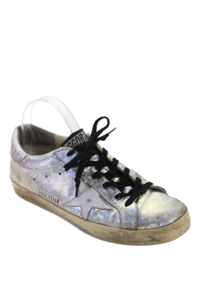 Golden Goose Deluxe Brand Womens Metallic Low Top Sneakers Silver Size 38 8