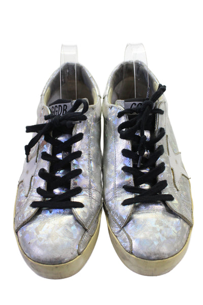 Golden Goose Deluxe Brand Womens Metallic Low Top Sneakers Silver Size 38 8