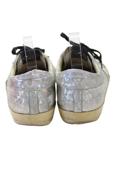 Golden Goose Deluxe Brand Womens Metallic Low Top Sneakers Silver Size 38 8