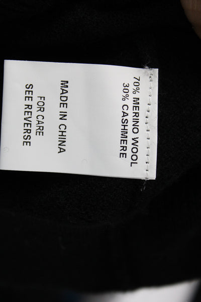 Jessie Liu Women Merino Wool Black V-Neck Cardigan Long Sleeve Size S