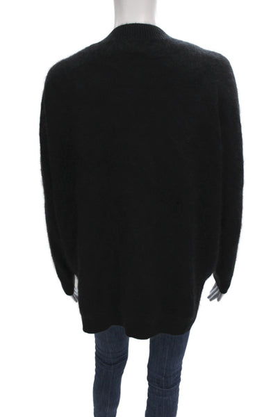 Mia Fratino Women Black Cashmere V-Neck Long Sleeve Cardigan Size XS
