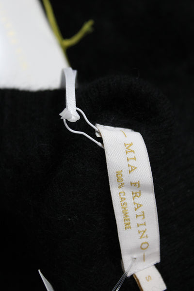 Mia Fratino Women Black Cashmere V-Neck Long Sleeve Cardigan Size XS