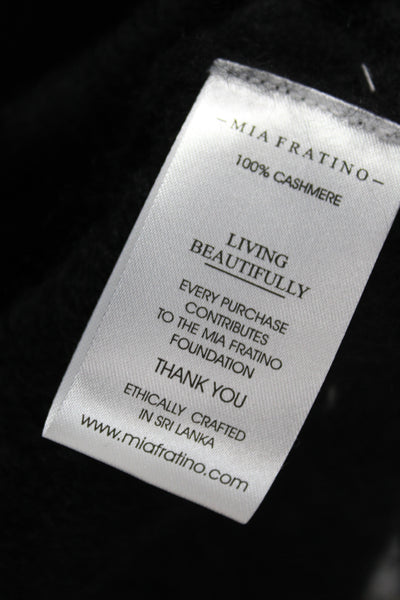 Mia Fratino Women Black Cashmere V-Neck Long Sleeve Cardigan Size XS