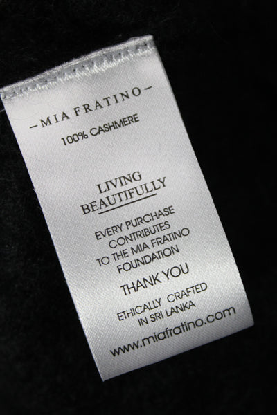 Mia Fratino Womens Black Cashmere V-Neck Cardigan Long Sleeve Size XS