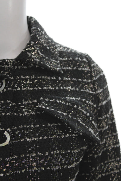 Maison Lurex Womens Striped Cropped Blazer Black White Size XS