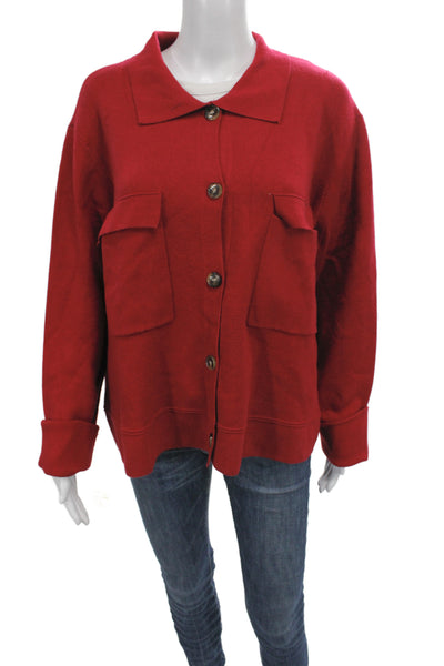 Tribal Womens Collared Long Sleeve Viscose Cardigan Red Size 2XL