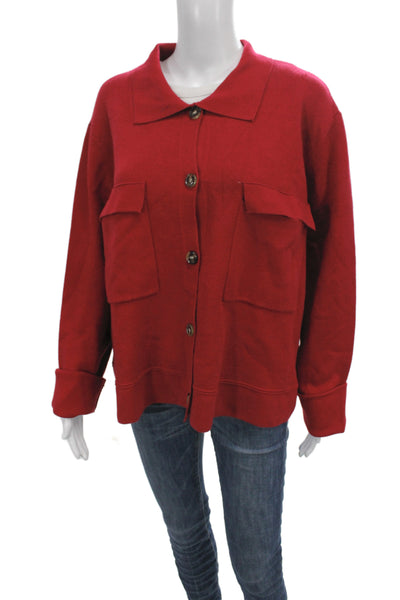 Tribal Womens Collared Long Sleeve Viscose Cardigan Red Size 2XL