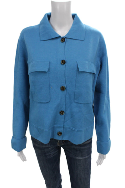 Tribal Womens Cardigan Collared Viscose Long Sleeve Blue Size M